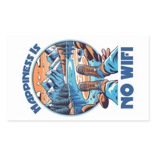 Happiness Is No Wifi Hiking Boots Rectangular Sticker