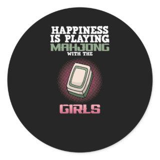 Happiness Is Playing Mahjong Game Player Games Classic Round Sticker