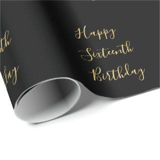 Happy 16th Birthday Golden Yellow Custom Age Black
