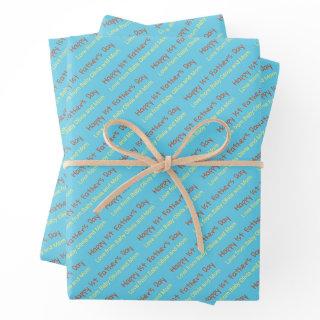 Happy 1st Father's Day Sky Blue Yellow Givers Name  Sheets