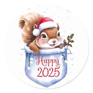 Happy 2025 Squirrel:A Year of Energy and Curiosity Classic Round Sticker