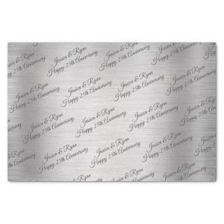 Happy 25th Anniversary DIY Names/Year Grey Script  Tissue Paper