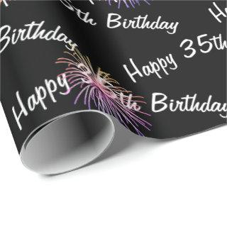 Happy 35th Birthday fireworks on black