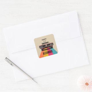 Happy 40th Birthday Customizable Vintage Retro Square Sticker