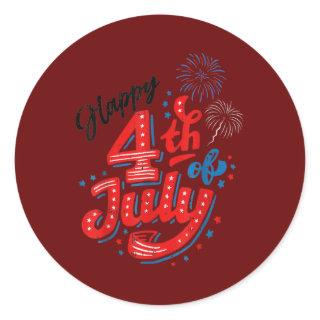 Happy 4th Of July Cool Independence Day Patriotic Classic Round Sticker