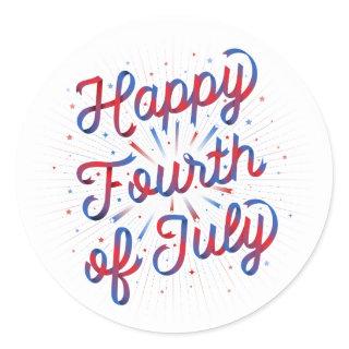 Happy 4th of July Stickers (Red/Blue Gradient)