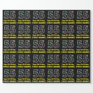 Happy 55th Birthday, Fun Colorful Stars Pattern 55
