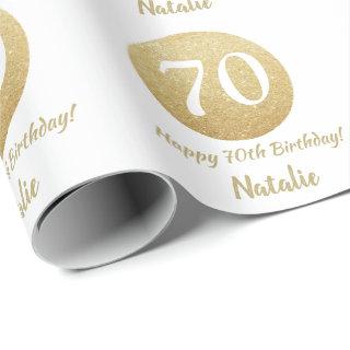 Happy 70th Birthday Gold Glitter and White