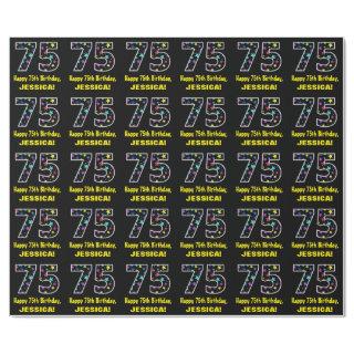 Happy 75th Birthday, Fun Colorful Stars Pattern 75