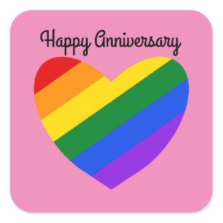 Happy Anniversary Rainbow Heart #1 Stickers