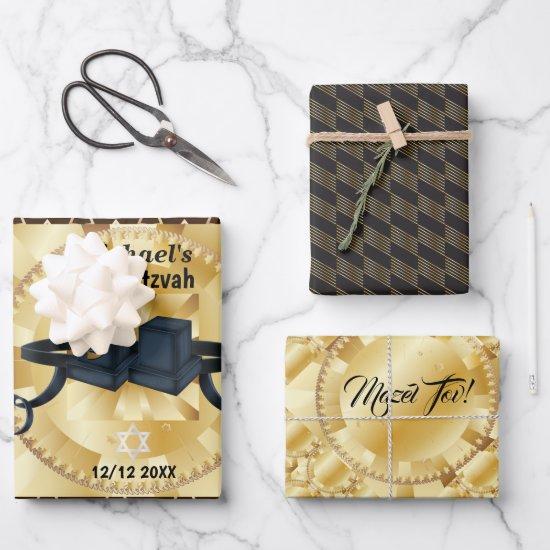 Happy Bar Mitzvah 20XX Tefillin Modern Personalize  Sheets