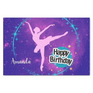 Happy Birthday Ballerina Galaxy Personalized Tissue Paper