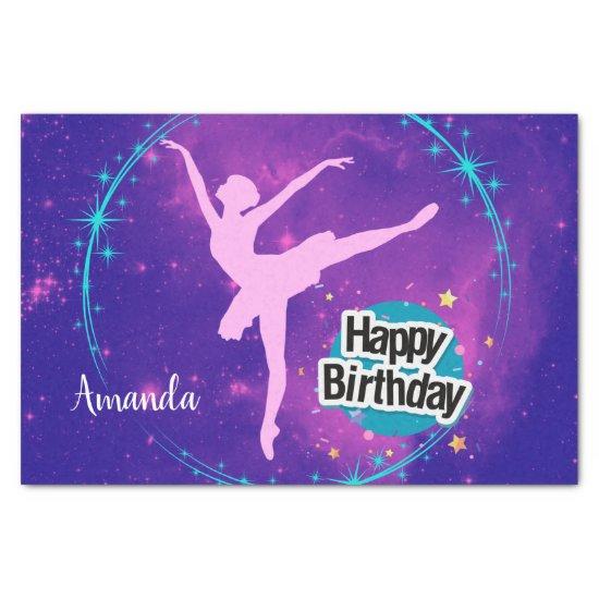 Happy Birthday Ballerina Galaxy Personalized Tissue Paper