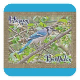 Happy Birthday Blue Jay Square Sticker