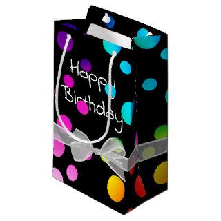 Happy Birthday Bow on Dots Small Gift Bag