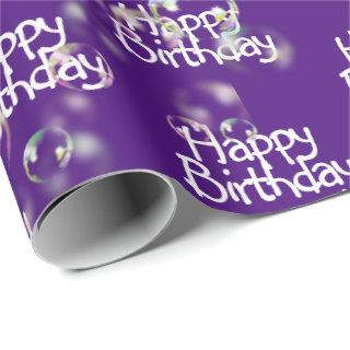 Happy Birthday Bubbles on Purple
