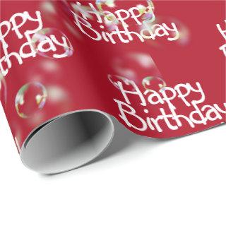 Happy Birthday Bubbles on Red