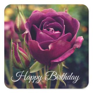 Happy Birthday Burgundy Iceberg Rose #1 Stickers