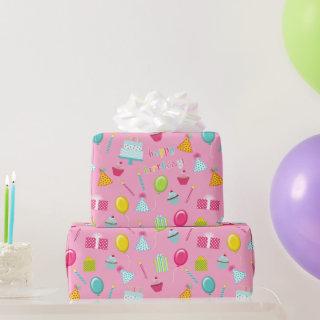 Happy Birthday Cake Balloons Candles Presents Aqua