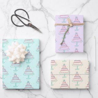 Happy Birthday Cakes Cute Charming Pattern Gift  Sheets