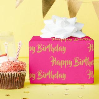 Happy Birthday Calligraphy Font Pattern Pink Gold