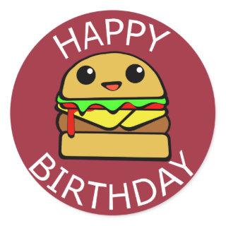Happy Birthday Cheese Burger Classic Round Sticker