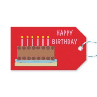 Happy Birthday Chocolate Cake Gift Tags