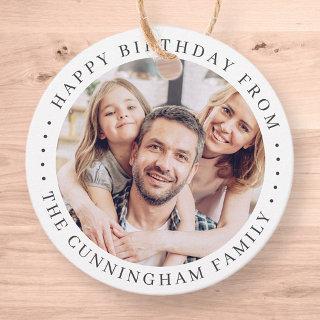 Happy Birthday Classic Simple Family Photo Favor Tags