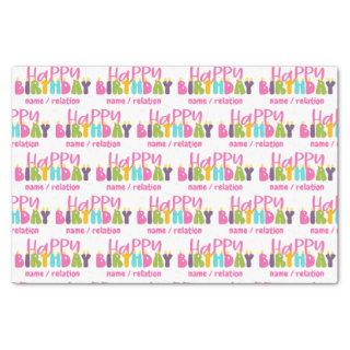 Happy Birthday Colorful Candles Personalized Tissue Paper