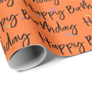 Happy Birthday Confetti on Orange