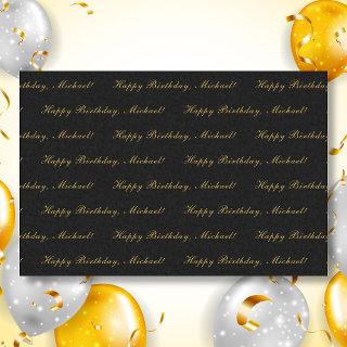 Happy Birthday Custom Text Elegant Black Tissue Paper