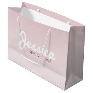 Happy Birthday, Customizable Name | Rose Ombre Large Gift Bag