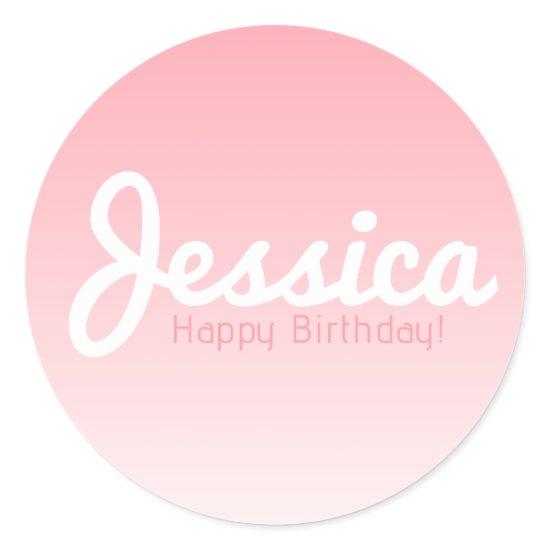 Happy Birthday, Customizable Name | Rose Pink Classic Round Sticker