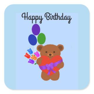 Happy Birthday Cute Teddy Bear #3 Stickers