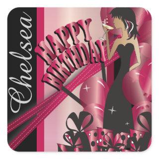 Happy Birthday Diva Girl | DIY Name | Ruby Red Square Sticker