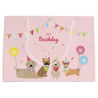 Happy Birthday Dog Party Large Gift Bag