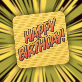 HAPPY BIRTHDAY Fun Retro Comic Book Square Sticker