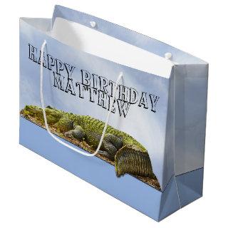 Happy Birthday Gator Panoramic View  OOB Photo Large Gift Bag