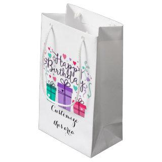 Happy Birthday Gift Boxes on White Customize Small Gift Bag