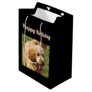 Happy Birthday Goldendoodle Dog Medium Gift Bag