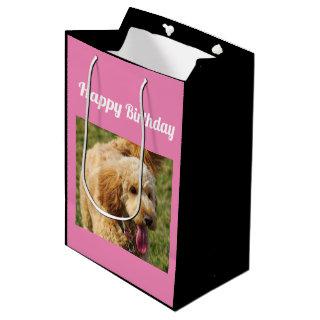 Happy Birthday Goldendoodle Dog Medium Gift Bag