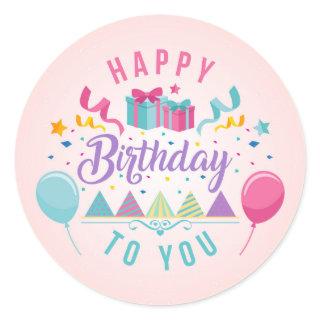 Happy Birthday Greeting Classic Round Sticker