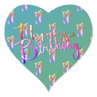 "Happy Birthday!"Hand-written w/ Ballet Toe Shoes Heart Sticker