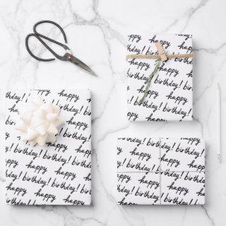 HAPPY BIRTHDAY Handlettering Pattern Black White  Sheets