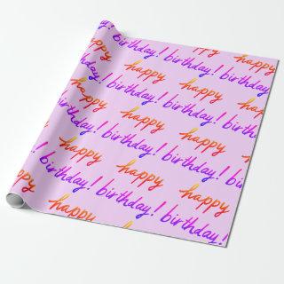 HAPPY BIRTHDAY Handlettering Pattern Colorful Pink