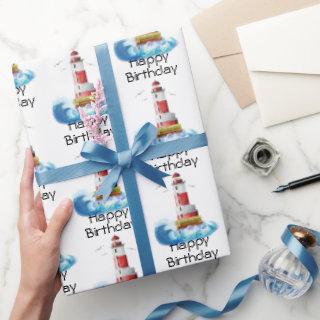 Happy Birthday Lighthouses on White