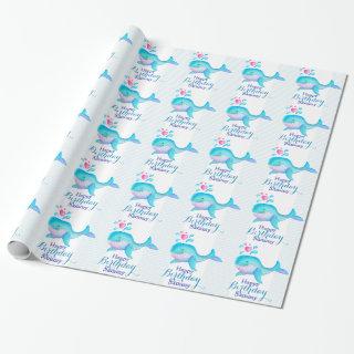 Happy birthday named whale art wrap