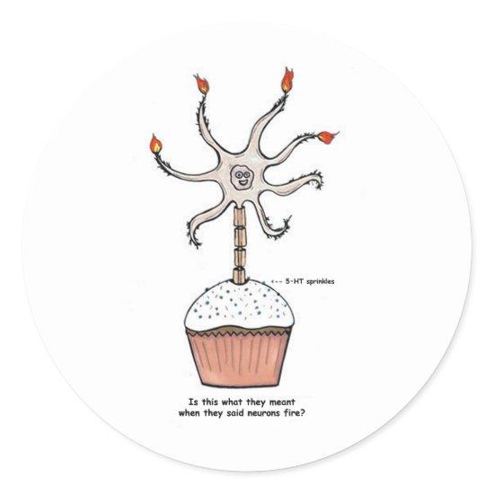 Happy Birthday Neuron Cupcake Classic Round Sticker