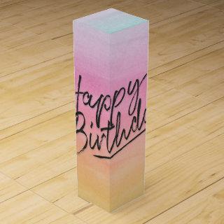 happy birthday on rainbow wine box