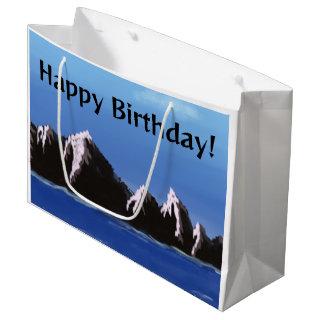 Happy Birthday Original Artwork (Peaks) Large Gift Bag
